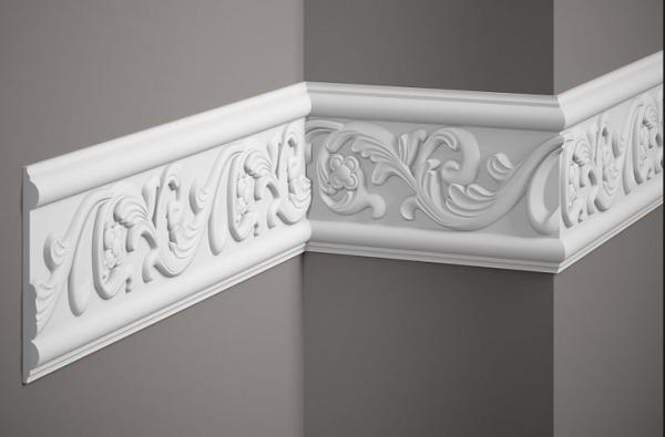 Wand 236 PU  12,8x1,4cm  feste Stuckleiste für Wandgestaltung